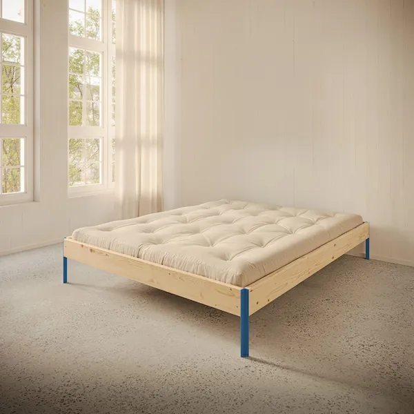 Core Bed Frame 140x200 Raw/Vivid Blue