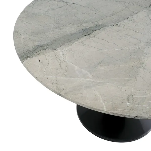 Center Dining Table Ø90 Gray Marble/ Black