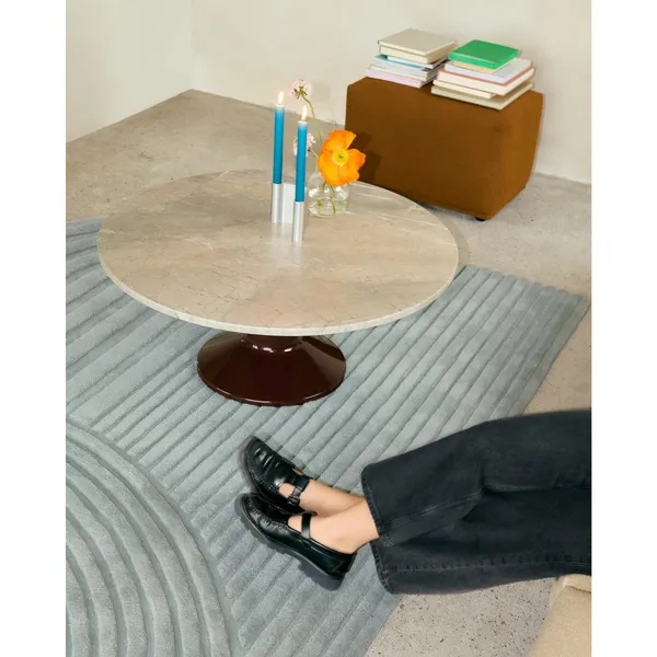 Center Dining Table Ø90 Gray Marble/Dark Red