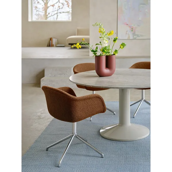 Center Dining Table Ø140 Gray Marble/ Black
