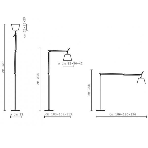Tolomeo Mega Golvlampa Satin 42 cm Lampsk&auml;rm
