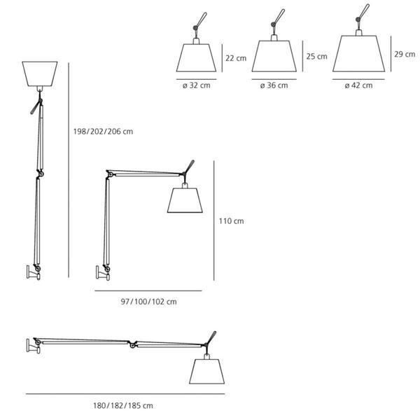 Tolomeo Mega V&auml;gglampa Satin 32cm