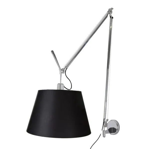 Tolomeo Mega Væglampe Sort/Sort Skærm 42cm med Lysdæmper