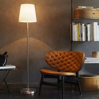 3247 Vloerlamp Medium Satijn/ Geborsteld Nikkel/ Wit