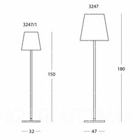 3247 Vloerlamp Medium Satijn/ Geborsteld Nikkel/ Wit
