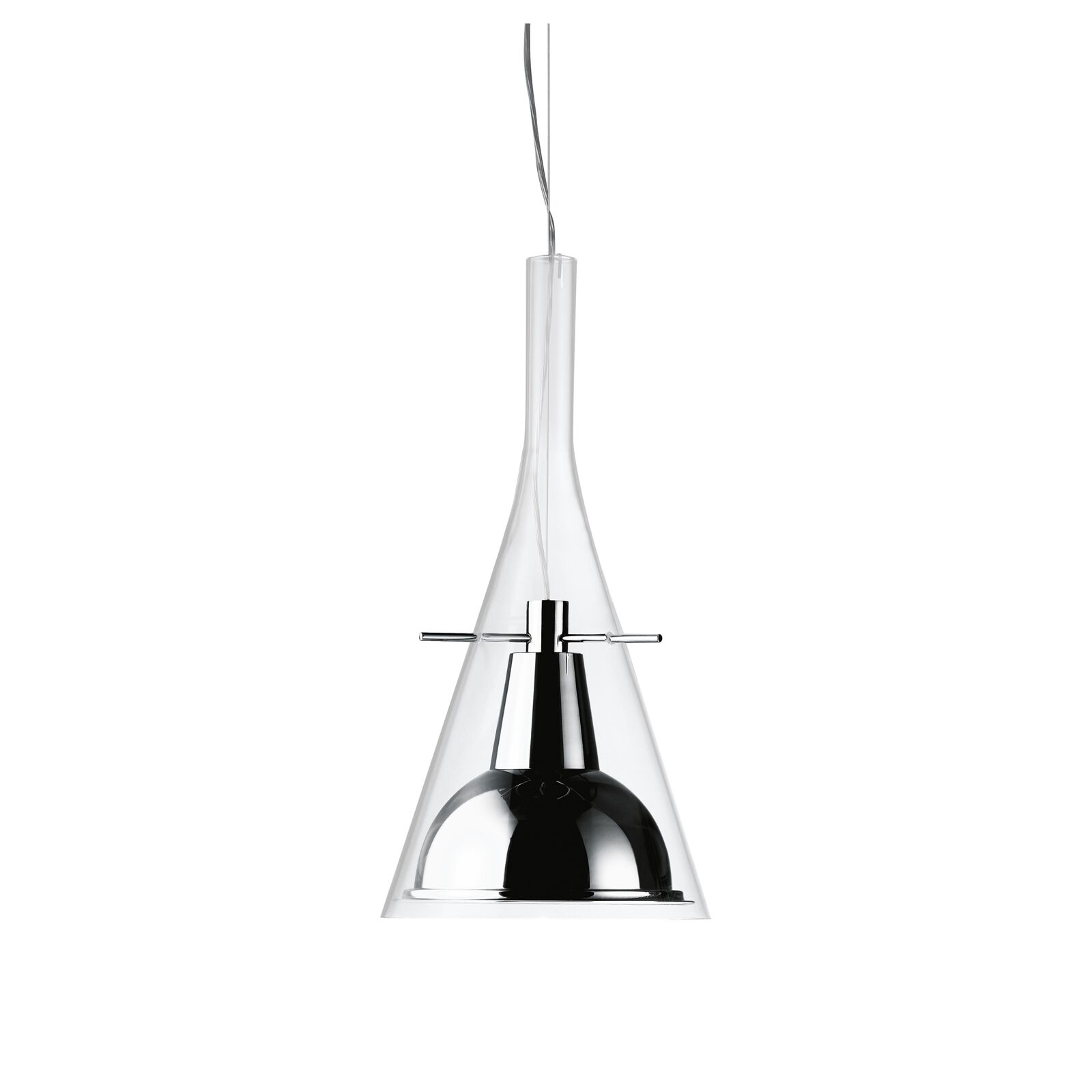 Taklampa Transparent/ Krom