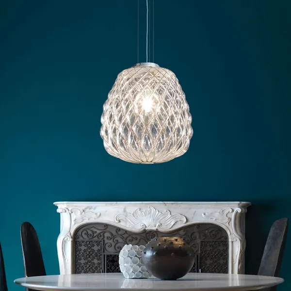 Pinecone Pendel Stor Transparent/Krom