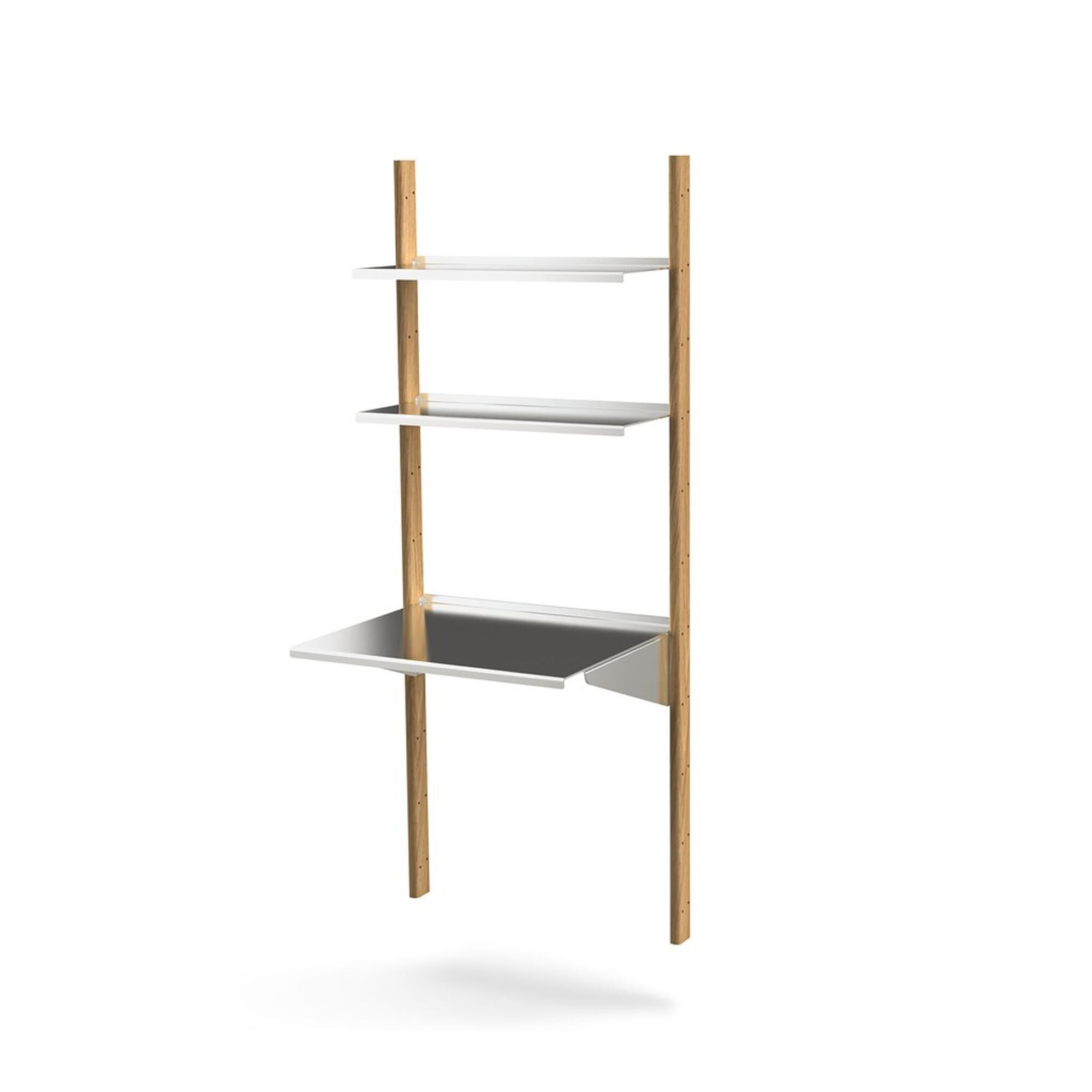 MOD Model 18 Reolsystem 2x1925 Skinne + 2 Hylder + Skrivebord Eg/Aluminium