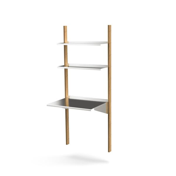 MOD Modell 18 Regalsystem 2x1925 Schiene + 2 Regalböden + Schreibtisch Eiche/ Aluminium