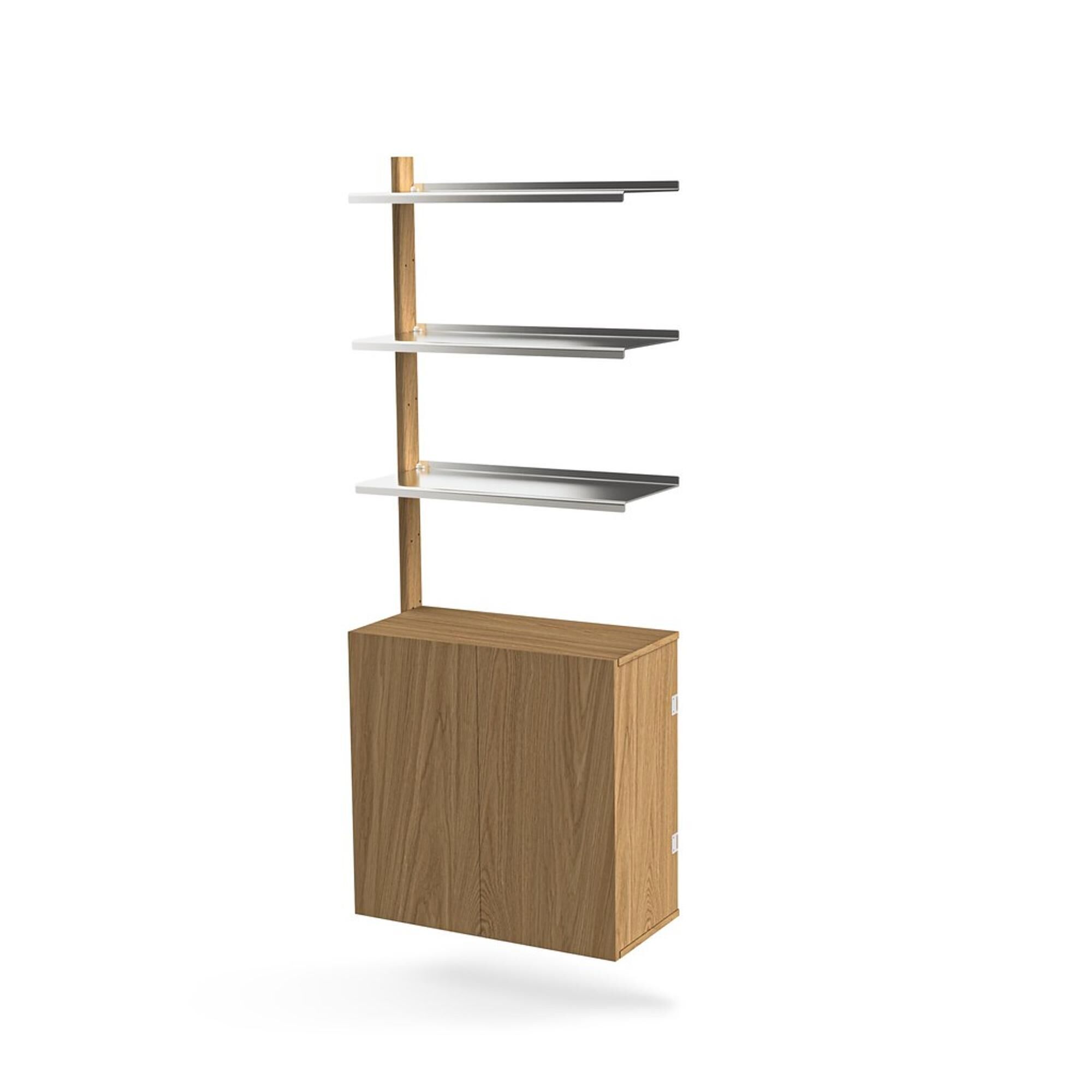 MOD Model 6 Reolsystem 1x1925 Skinne + 3 Hylder + Kabinet Eg/Aluminium