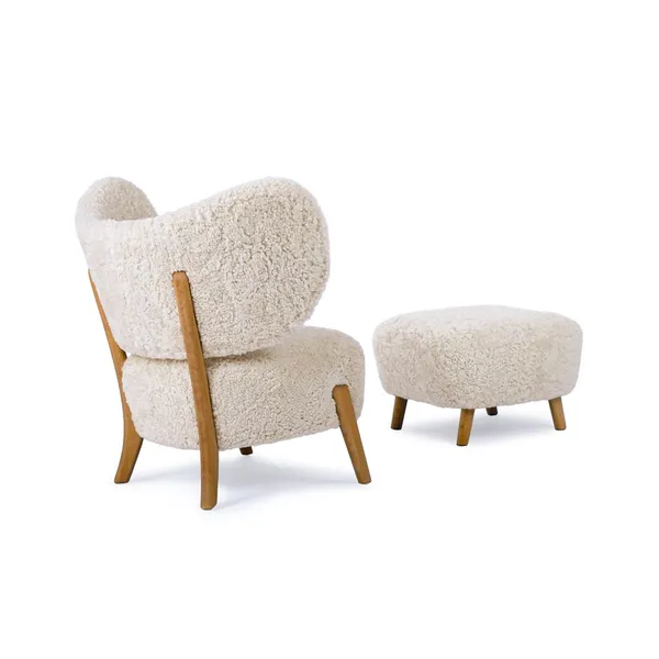 TMBO Armchair With Pouf Sheepskin Moonlight/Oak