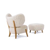 TMBO Armchair With Pouf Sheepskin Moonlight/Oak