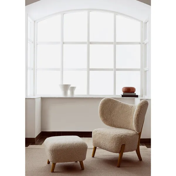 TMBO Fauteuil met Poef Nobilis/Taiga Taupe/Gerookt Eikenhout