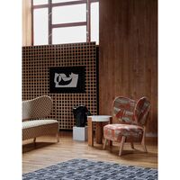 TMBO Fauteuil met Poef Nobilis/Taiga Taupe/Gerookt Eikenhout