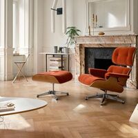 Eames Armchair With Ottoman Calma Cognac/Aluminum/Chestnut