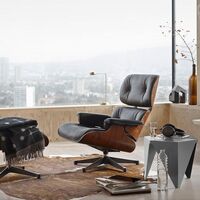 Eames Sillón Con Otomana Nogal Oscuro/11 Pine Green/Negro Profundo