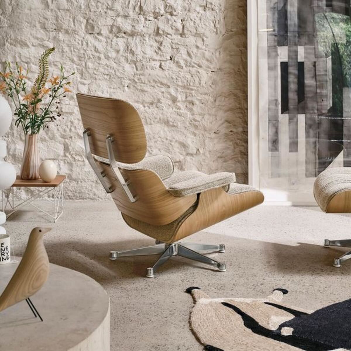 Eames Sillón Con Otomana Nogal Oscuro/11 Pine Green/Negro Profundo
