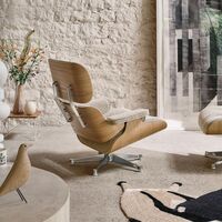 Eames Armchair With Ottoman Calma Cognac/Aluminum/Chestnut