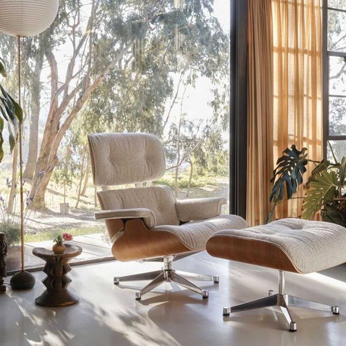 Eames Sillón Con Otomana Nogal Oscuro/11 Pine Green/Negro Profundo