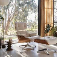 Eames Sillón Con Otomana Nogal Oscuro/11 Pine Green/Negro Profundo