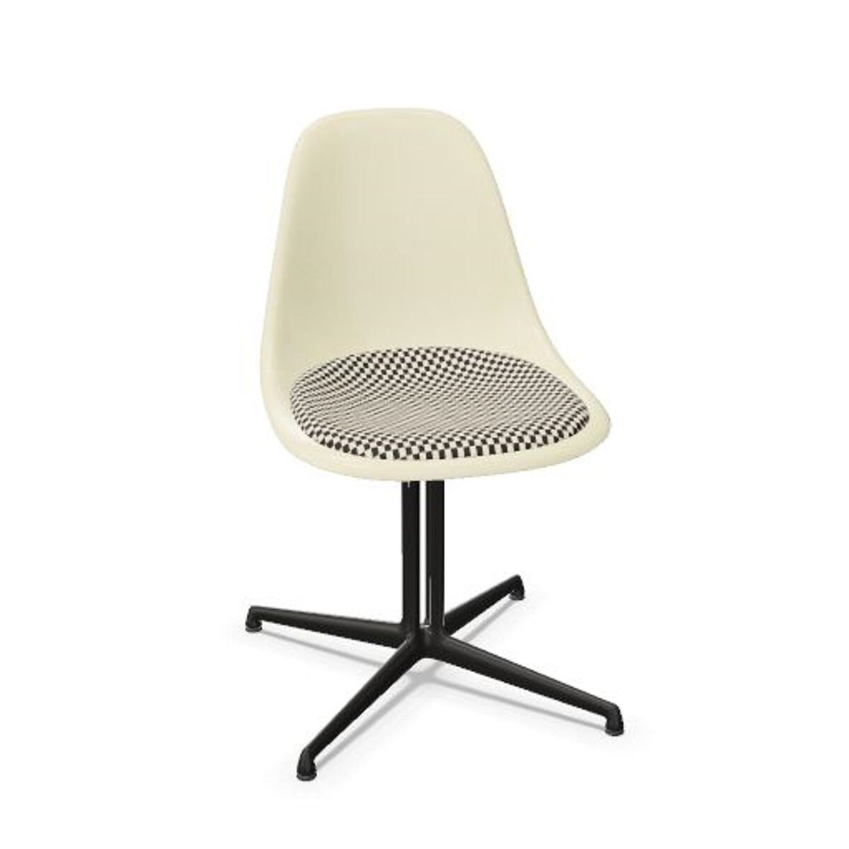 Eames Fiberglass DSL Dining Chair With Seat Cushion Parchment/Checker/Smooth Basic Dark