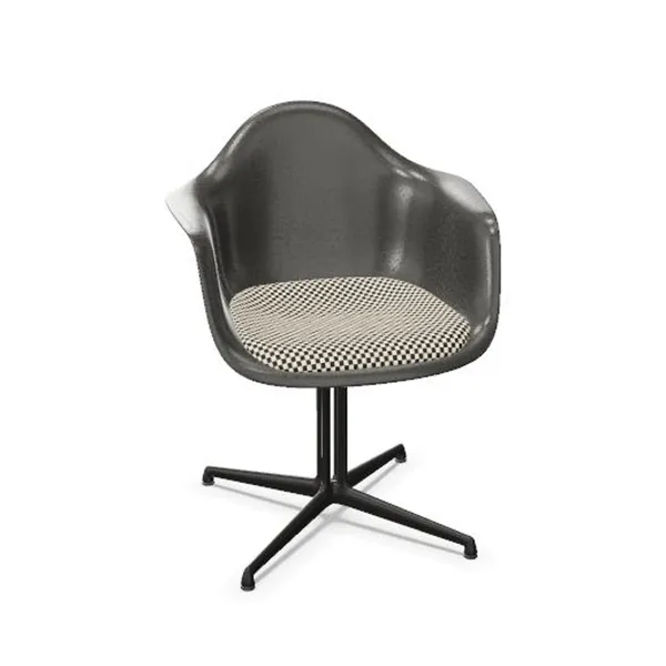 Eames Fiberglass DAL Dining Chair With Seat Cushion Elephant Hide Grey/Checker/Smooth Basic Dark