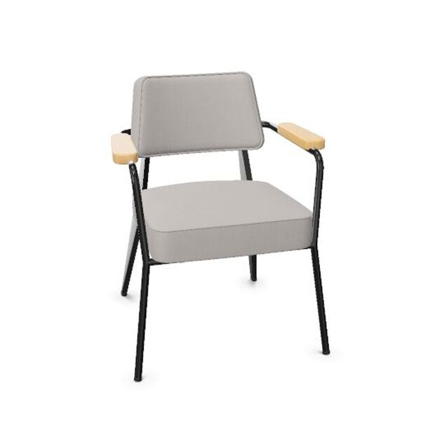 Silla de comedor Fauteuil de sarga gris claro/roble natural/ Negro intenso