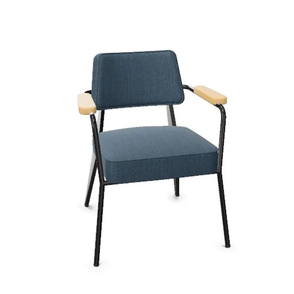 Fauteuil Dining Chair Tress Steel Blue Melange/Natural Oak/Deep Black