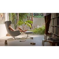 Grand Repos Armchair With Ottoman Dumet Pale Blue/Emerald/ Chrome