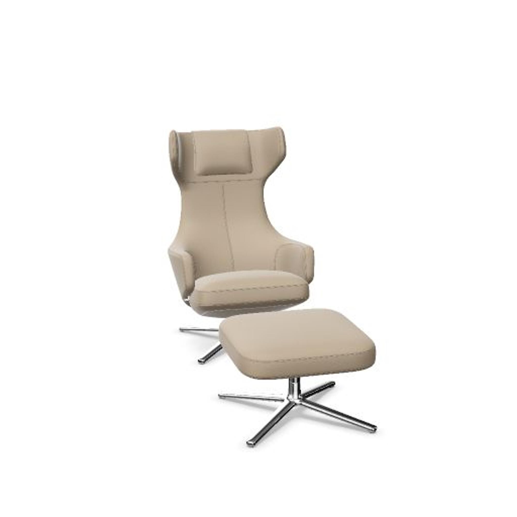 Grand Repos Lnestol Med Ottoman Mrk Sand/Krom