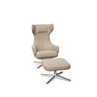 Grand Repos Armchair With Ottoman Dark Sand/ Chrome