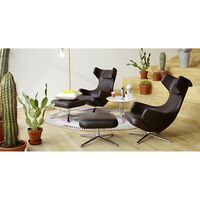 Grand Repos Armchair With Ottoman Dark Sand/ Chrome