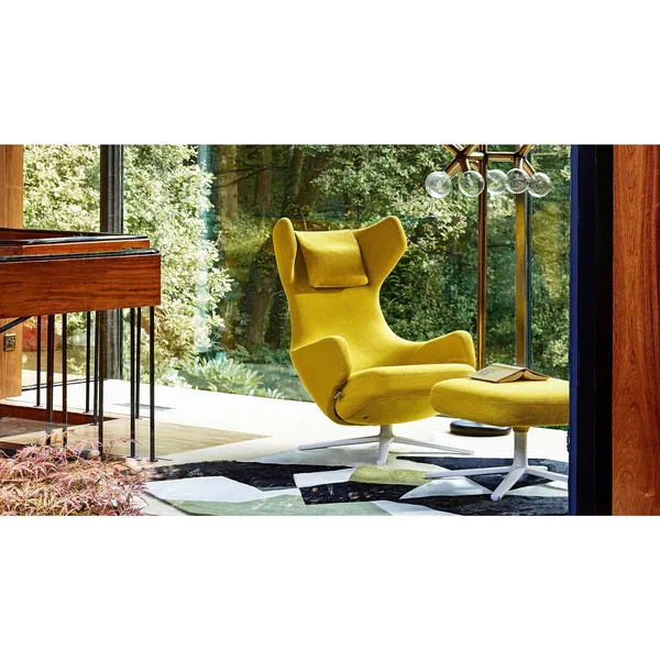 Grand Repos Armchair With Ottoman Dark Sand/ Chrome