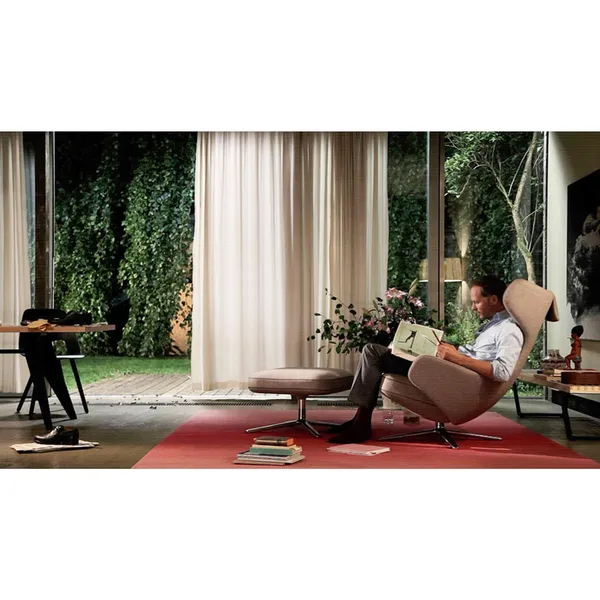 Grand Repos Armchair With Ottoman Dark Sand/ Chrome