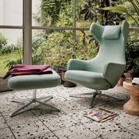 Grand Repos Armchair With Ottoman Cosy 2 Fossil/ Chrome