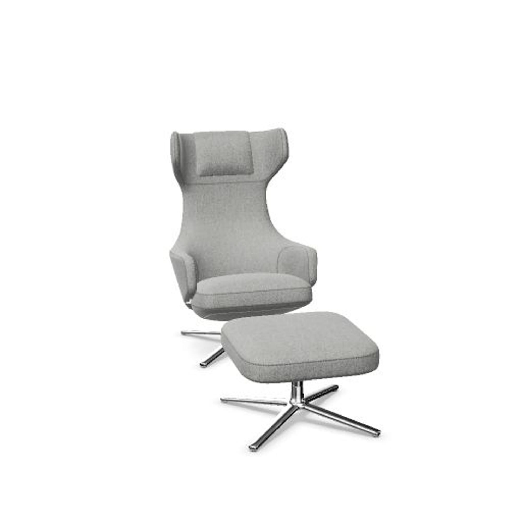 Grand Repos Lnestol Med Ottoman Cosy 2 Pebble Grey/Krom