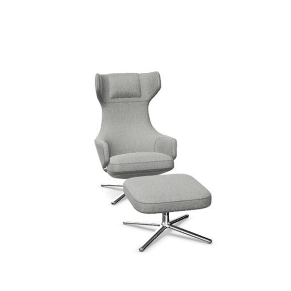 Grand Repos Lænestol Med Ottoman Cosy 2 Pebble Grey/Krom