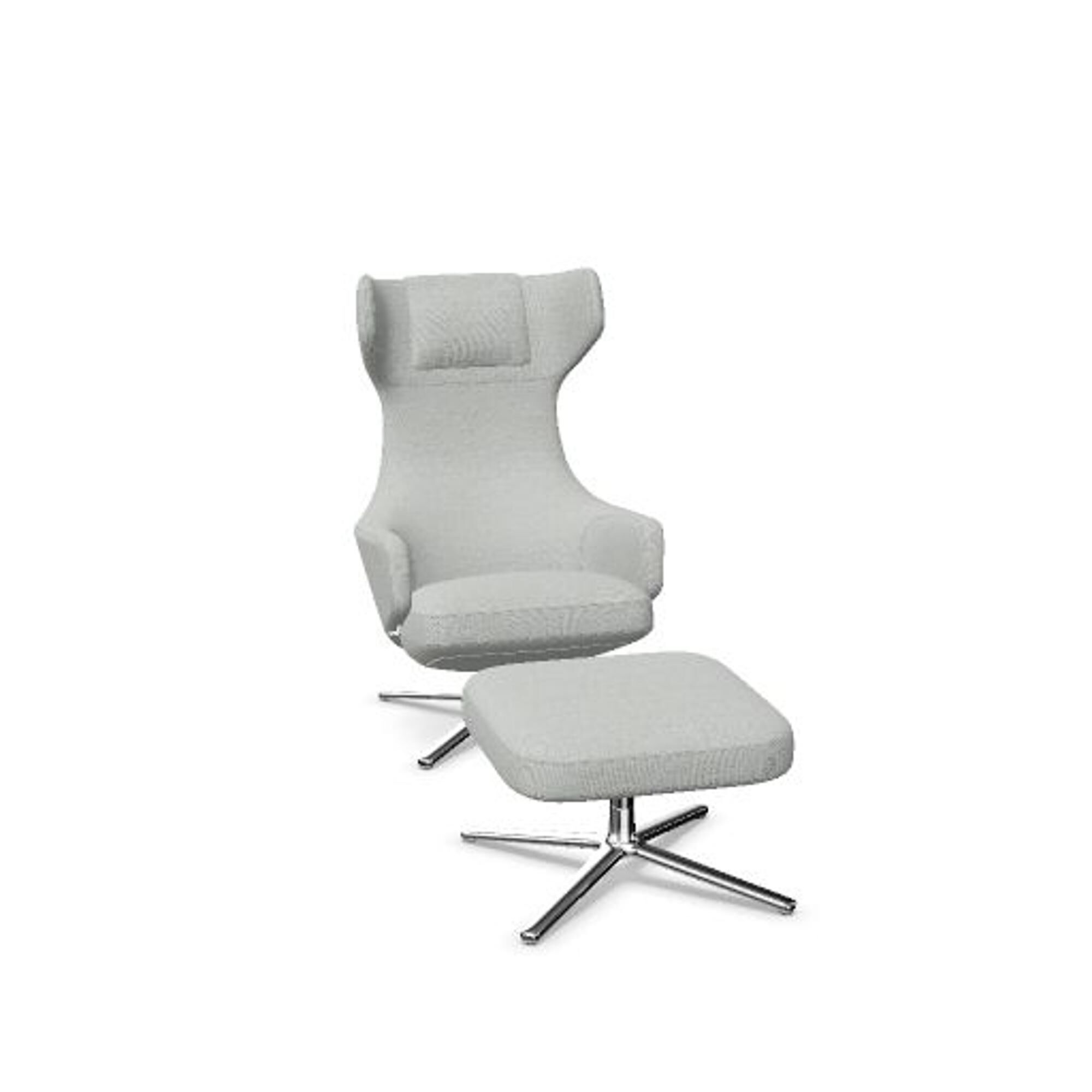 Grand Repos Lnestol Med Ottoman Dumet Pebble Melange/Krom