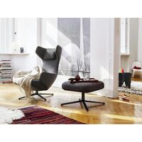 Grand Repos Armchair With Ottoman Dumet Pebble Melange/ Chrome