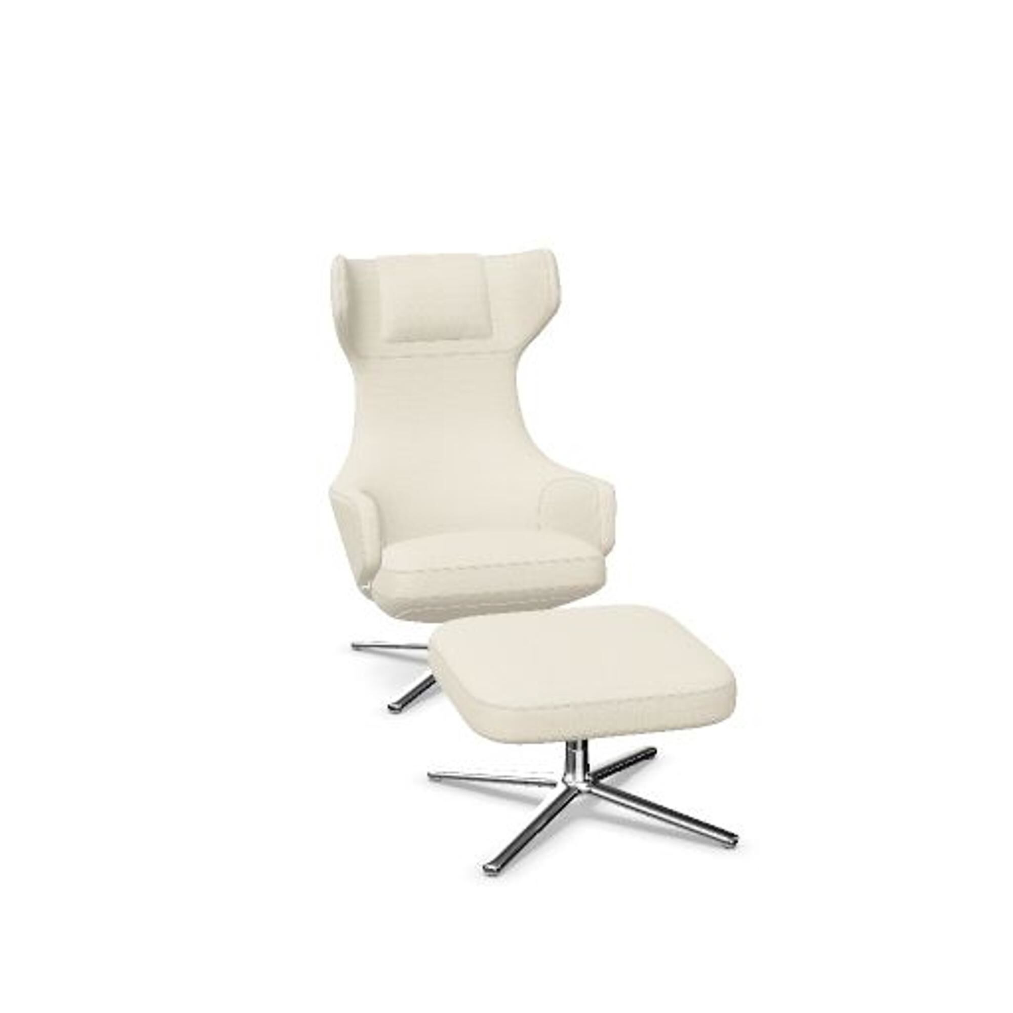 Grand Repos Lnestol Med Ottoman Dumet Ivory Melange/Krom