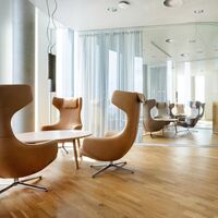 Grand Repos Armchair With Ottoman Cognac/ Chrome