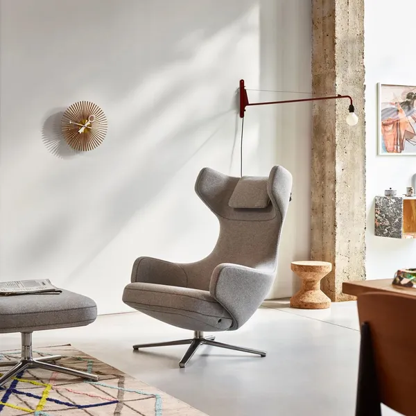 Grand Repos Armchair With Ottoman Cognac/ Chrome