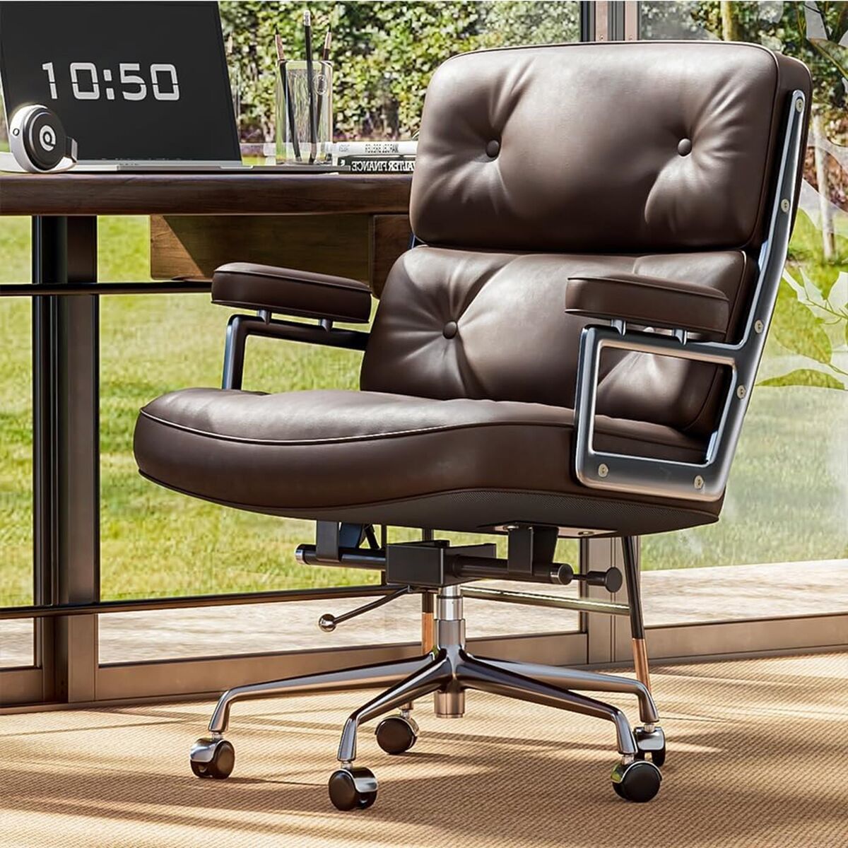 Lobby ES 104 Kontostol Med Swivel, Armlæn & Vippe Mekanisme Nero/Krom