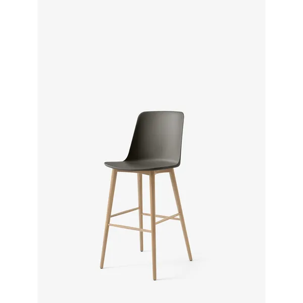 Rely HW133 Bar Stool High Back Lacquered Oak/Stone Grey