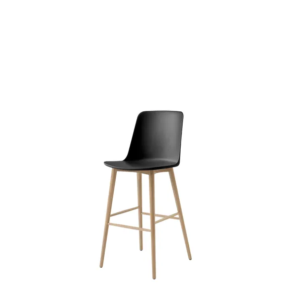 Rely HW133 Bar Stool High Back Lacquered Oak/ Black