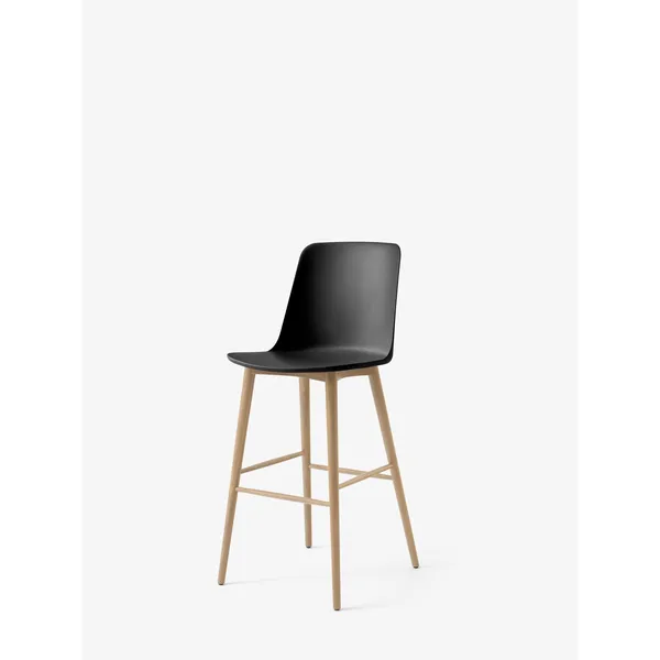Rely HW133 Bar Stool High Back Lacquered Oak/ Black
