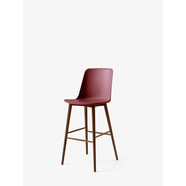 Rely HW133 Bar Stool High Back Lacquered Walnut/ Maroon