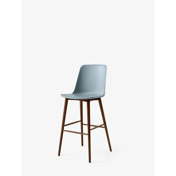 Rely HW133 Bar Stool High Back Lacquered Walnut/ Light Blue