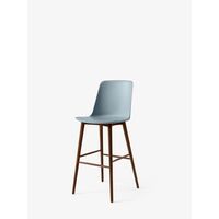 Rely HW133 Bar Stool High Back Lacquered Walnut/ Light Blue