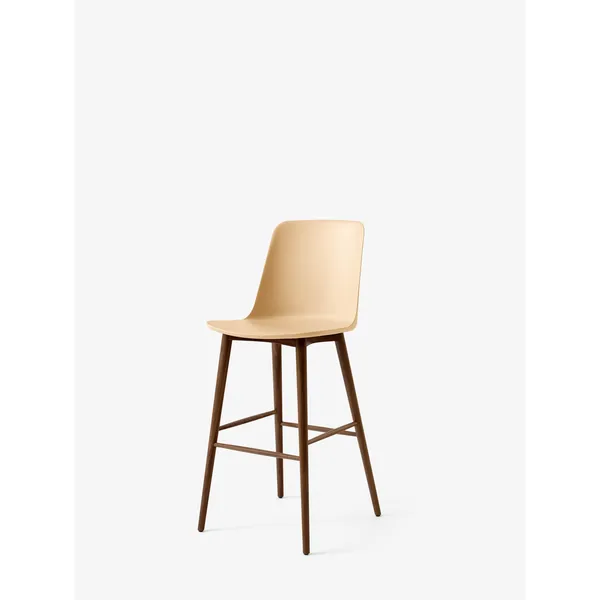 Rely HW133 Bar Stool High Back Lacquered Walnut/ Beige Sand